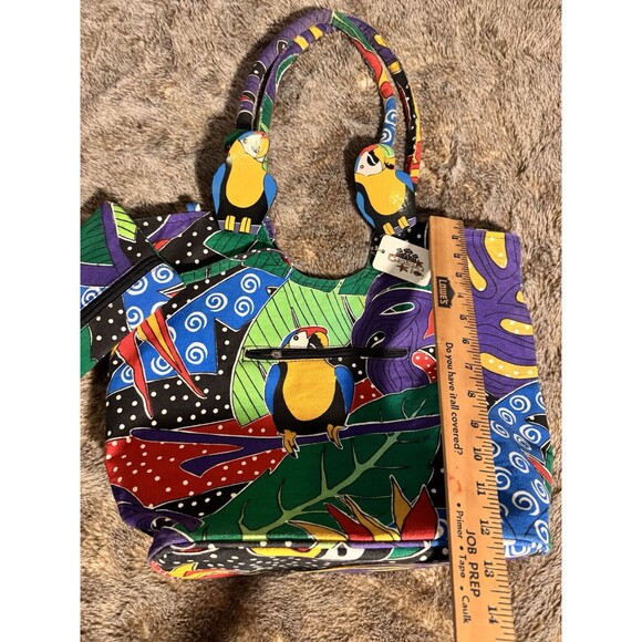 VTG Large tote bag with zipper, Coin Purse with Tucan Parrott's Vacation Beach - Picture 4 of 12